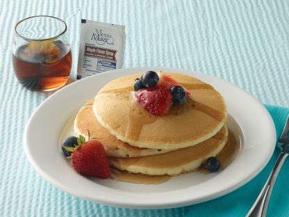 Hormel Health Labs Menu Magic Condiment syrup on pancakes
